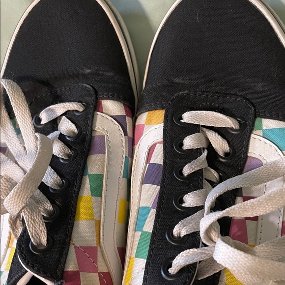 Vans Women’s Colorful Checkered Rainbow Lace-Up Sneakers Size 8.5 - Picture 10 of 10